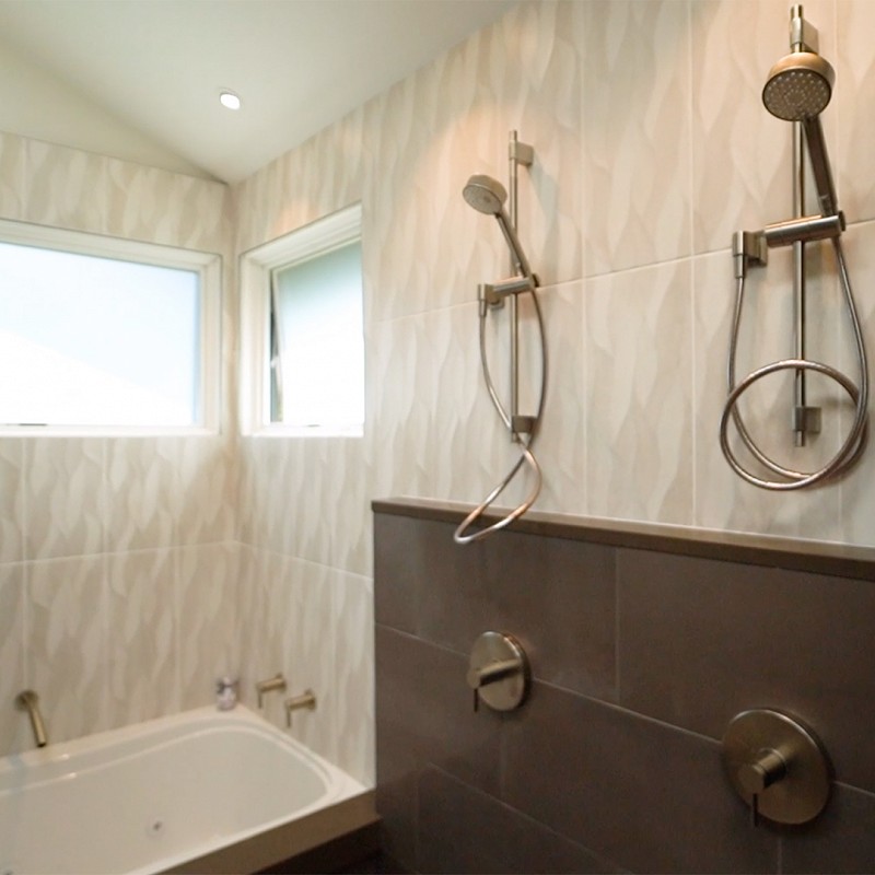 Wet-room with dual shower heads